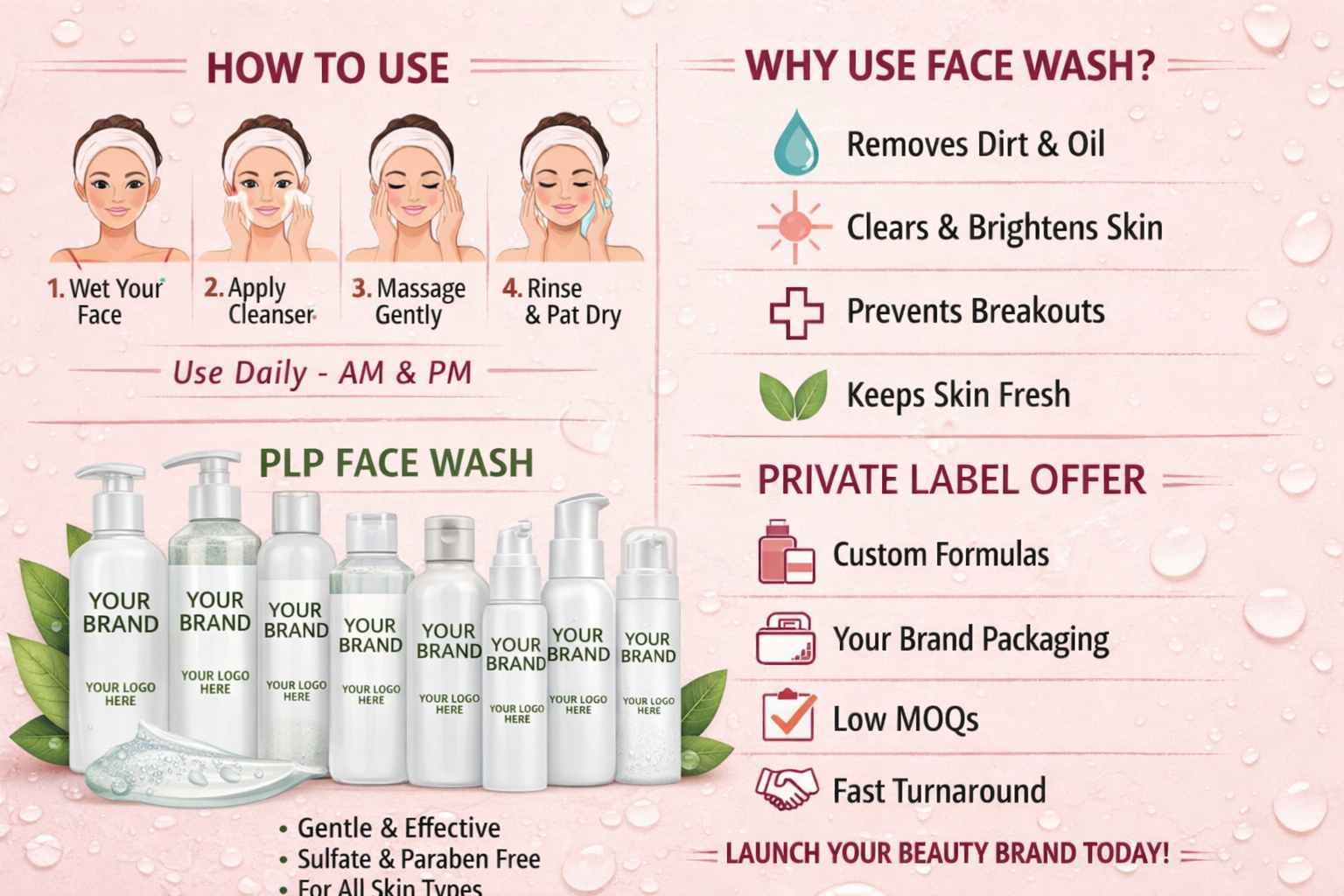 PLP Herbal Face Wash Bottle Packaging | Private Label Beauty Products | Custom Brand Solutions